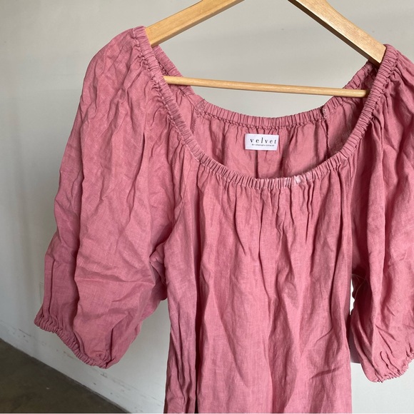 $248 New Pink Velvet by Graham & Spencer “Irina” Linen Dress Sz Small - Picture 5 of 11